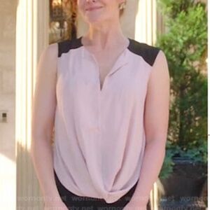 Kenneth Cole Women’s Tank top Nude blush Black Colorblock Draped Size M